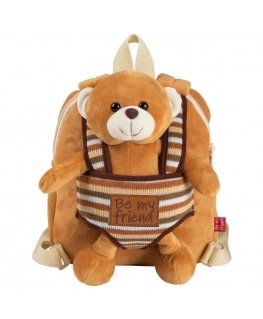 Perletti Benji Bear reversible backpack with plush toy 25cm