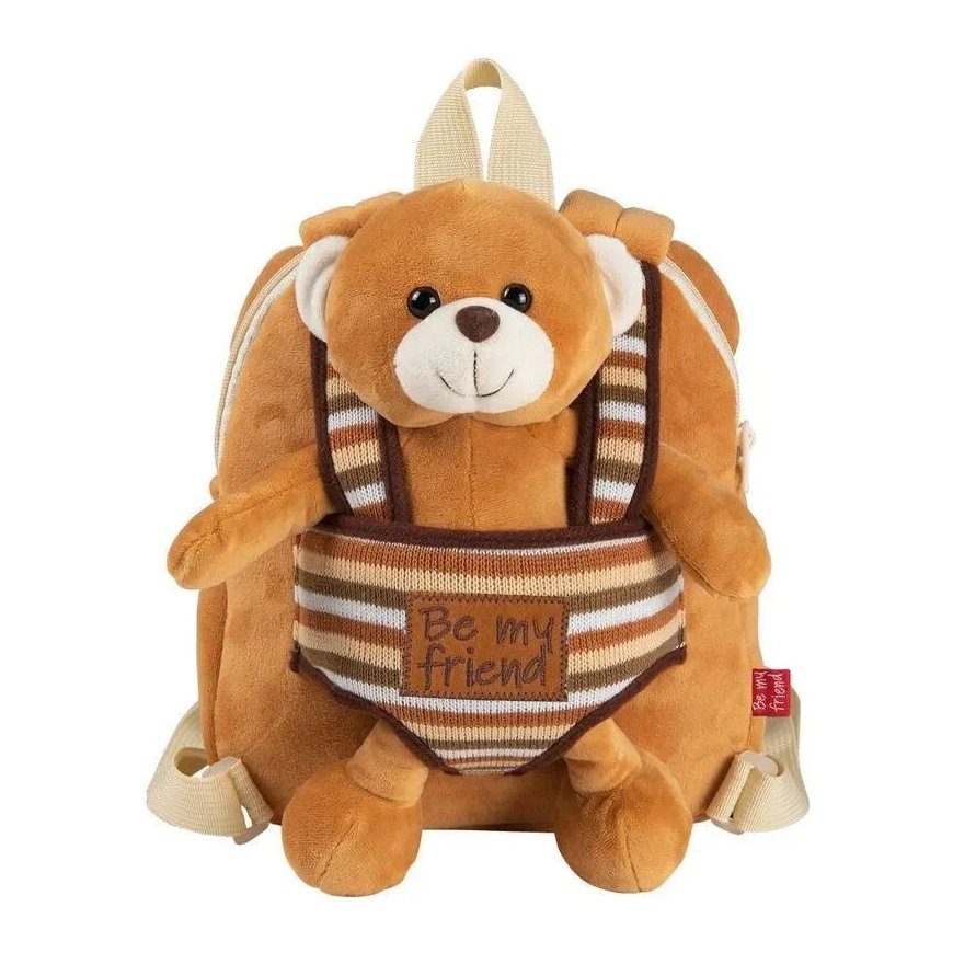 Perletti Benji Bear reversible backpack with plush toy 25cm