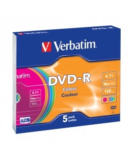 Verbatim DVD-R Colour 4,7 GB 5 tk