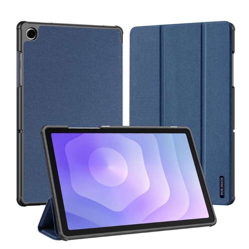 Galaxy Tab A9 Plus / Tab A11 Plus Domo Series Trifold Stand PU Odos Tabletams Dangtis Mėlynas