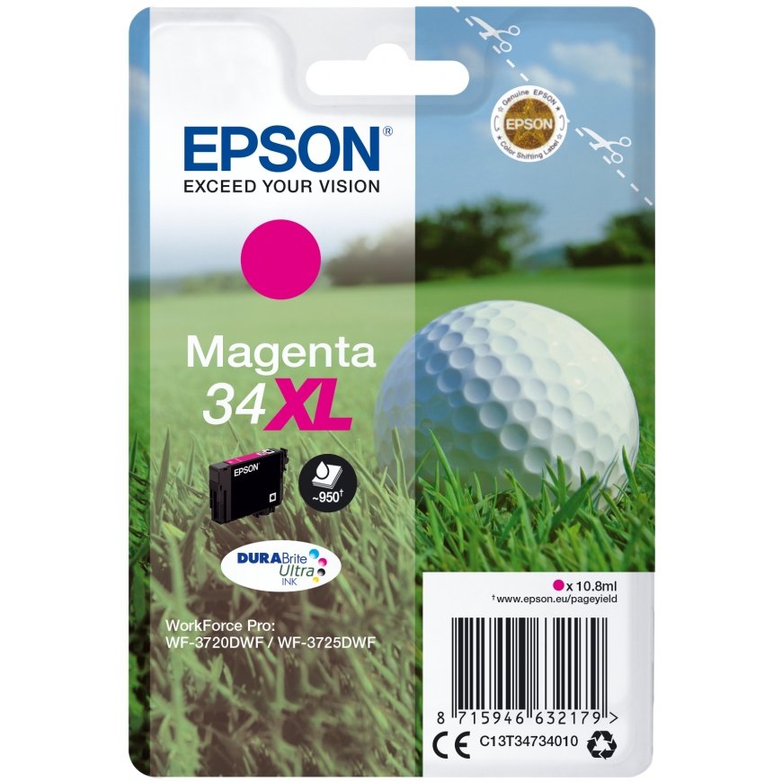 Epson Golf ball C13T34734010 струйный картридж 1 шт Подлинный Высокая (XL) Пурпурный