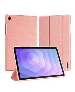 Galaxy Tab A9 Plus / Tab A11 Plus Domo sērijas trīsburtu stends PU ādas tabletes vāks rozā krāsā