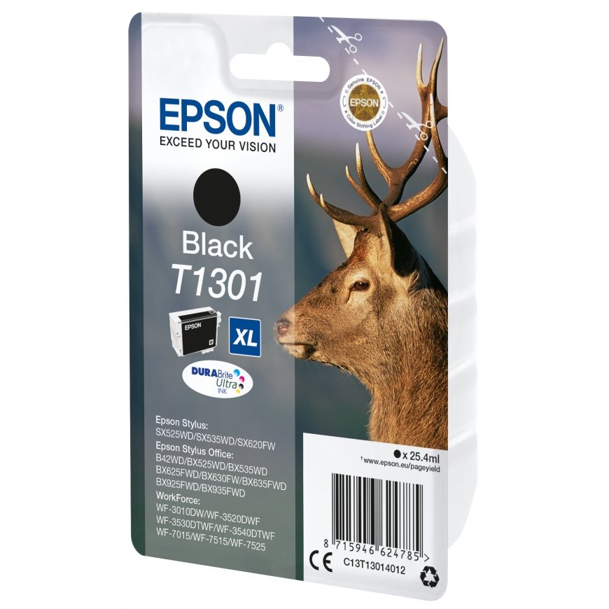 Epson Stag Singlepack Black T1301 DURABrite Ultra Ink – 2