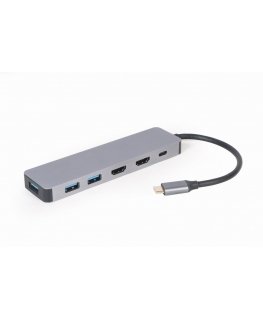 Gembird A-CM-COMBO3-03 хаб-разветвитель USB 3.2 Gen 1 (3.1 Gen 1) Type-C 5000 Мбит/с Серый