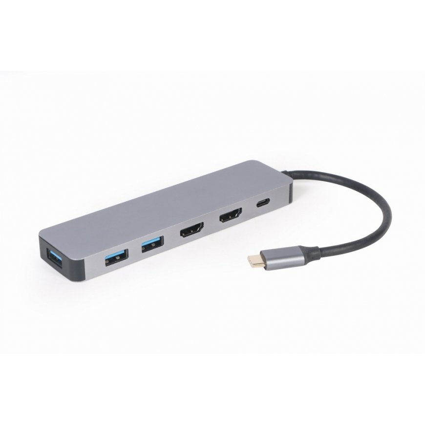Gembird A-CM-COMBO3-03 keskitin USB 3.2 Gen 1 (3.1 Gen 1) Type-C 5000 Mbit/s Harmaa