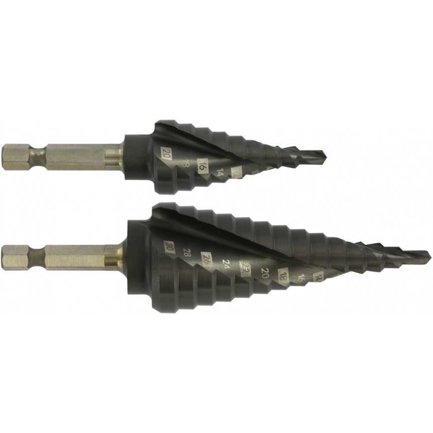 Tivoly HSS step drill bit - TiAlN coated - Helical - Split point - Hexa shank (Hanging box) / ØMin/Max: 4/30 – 2