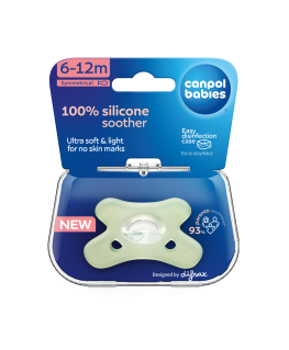 CANPOL BABIES 100% silicone symmetrical pacifier 0-6 months, 1 pc, 24/001_gre