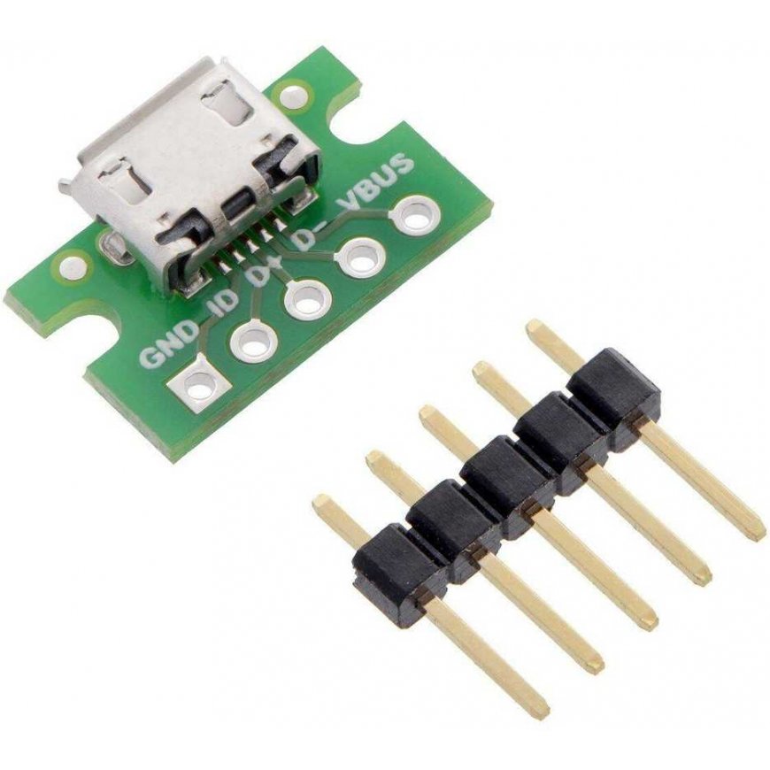 MicroUSB B type 5-pin connector for prototyping board, Pololu 2586