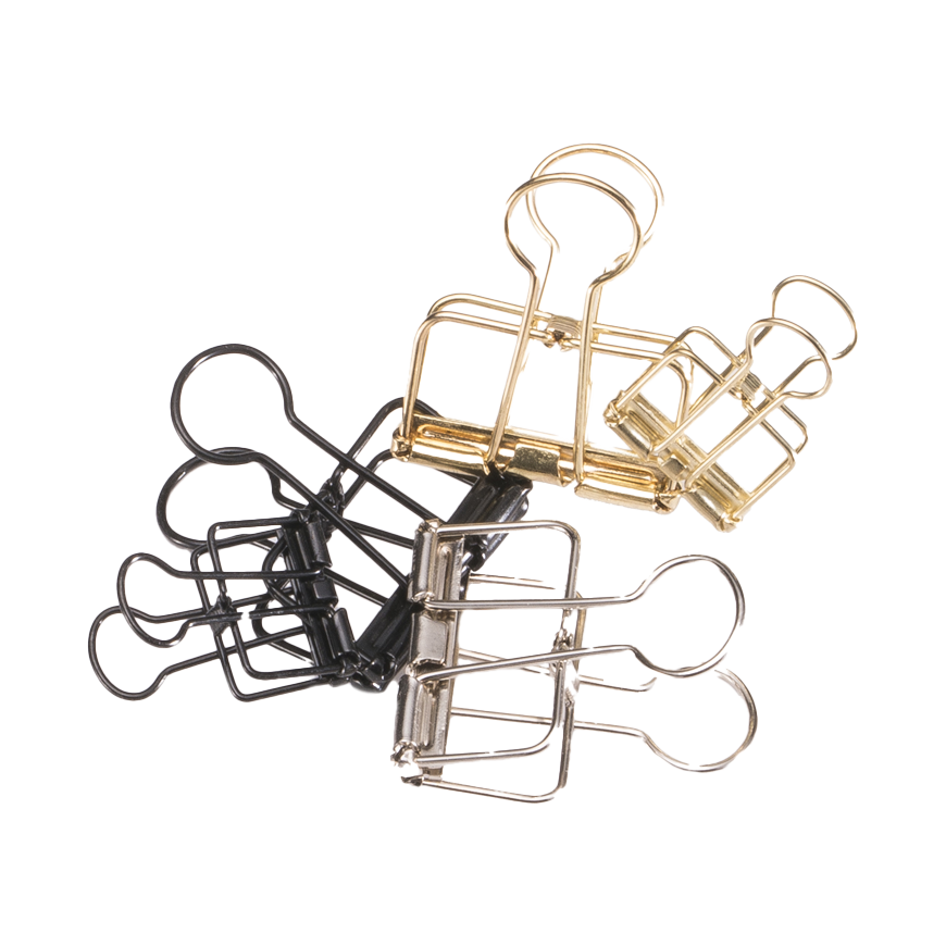 BookBinders Wire -klipsit M hopeiset, 10 kpl laatikossa
