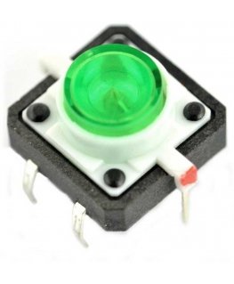 OEM Tactical Button 12x12, 7mm THT 6 Contacts - Green Backlight - 5 pcs