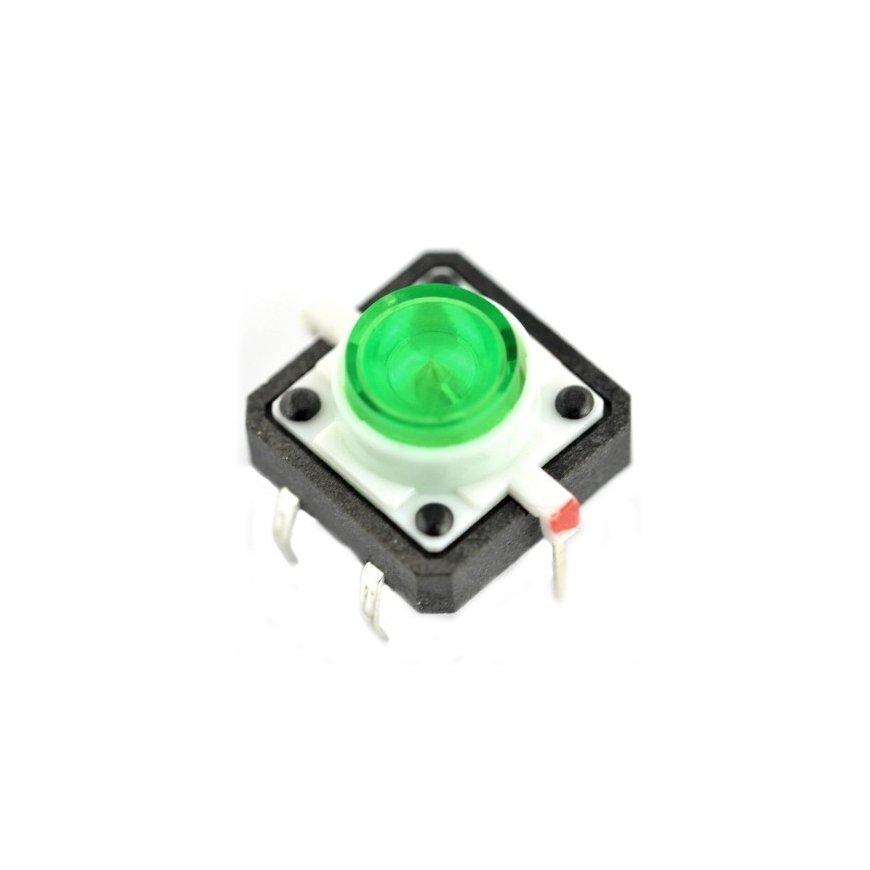 OEM Tactical Button 12x12, 7mm THT 6 Contacts - Green Backlight - 5 pcs – 2