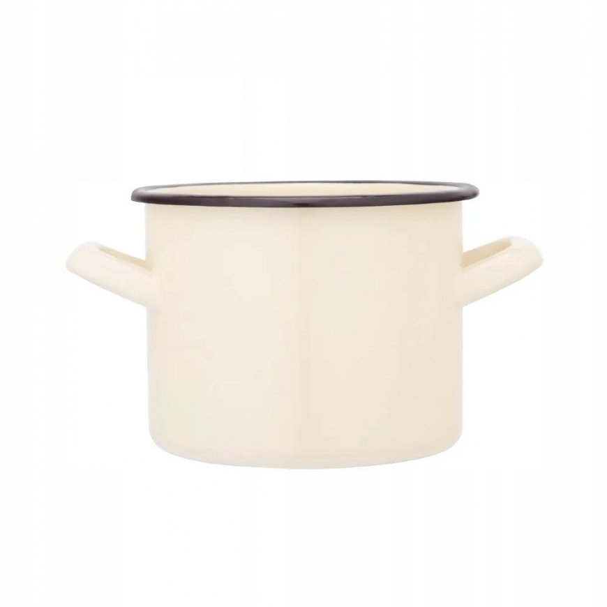 Altom Design Enamelled Straight Pot, 1.5 L, Diameter 14 cm, Height 11 cm, Cream