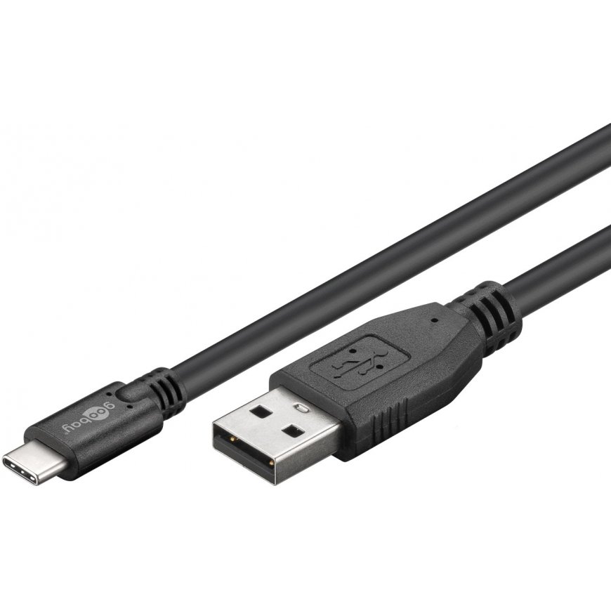 Goobay 55469 USB-kaapeli USB 2.0 3 m USB C USB A musta – 2