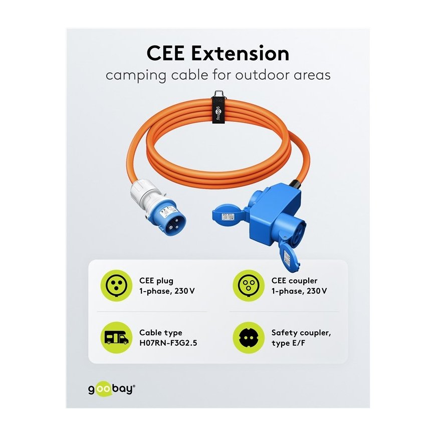 Goobay 76233 power cable Orange 5 m – 2