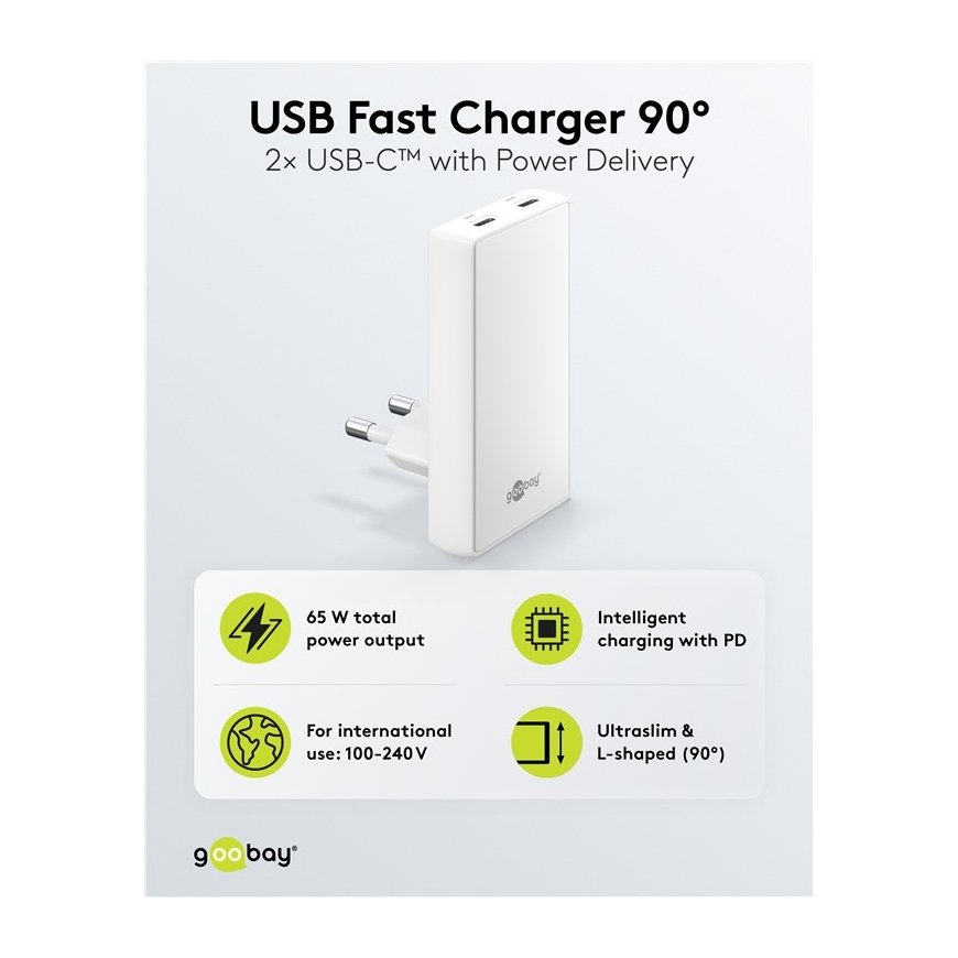 Goobay 75726 mobiilseadme laadija Universaalne Valge Vahelduvvool Kiirlaadimine Hoonesisene – 3