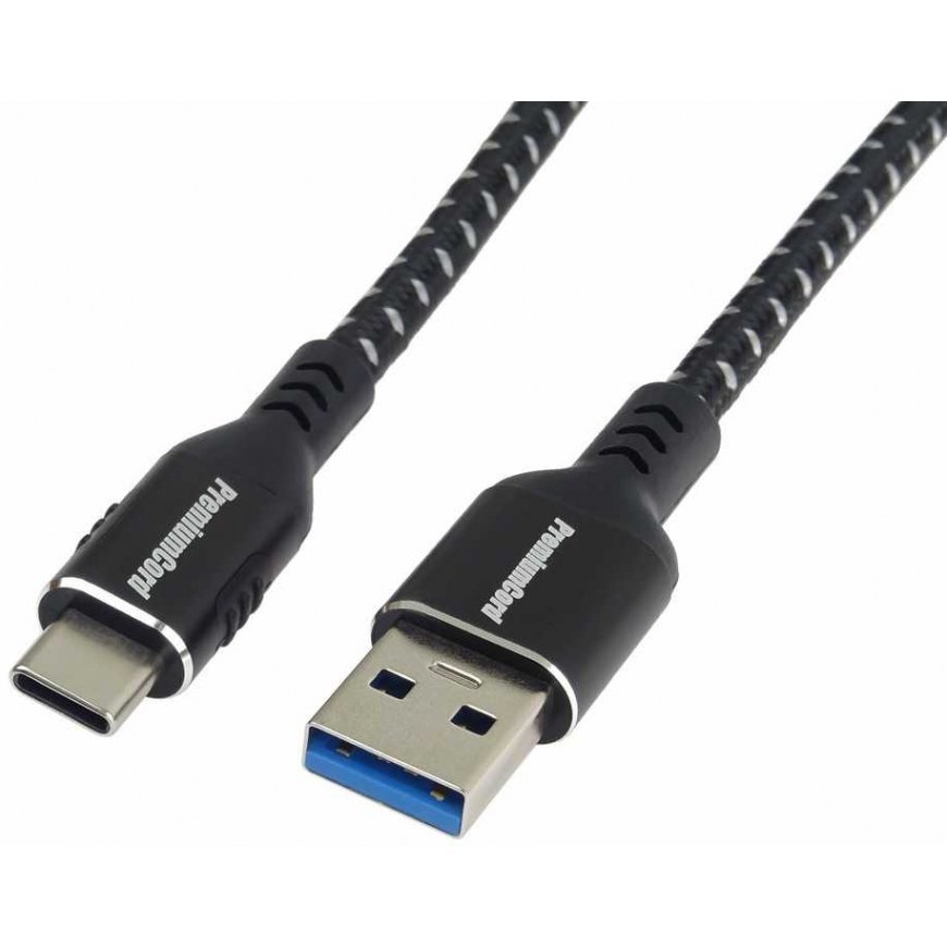 Kabelis USB PremiumCord USB-C - USB-A 1 m Baltai-juoda (ku31cx1)