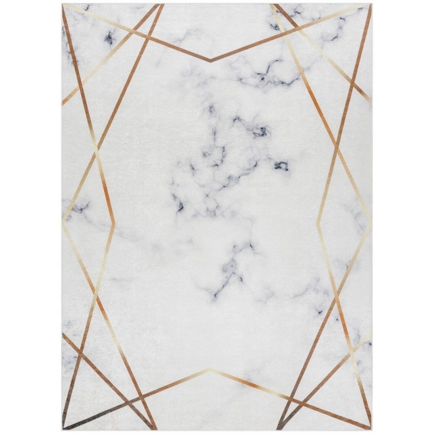 ARLEN MARBLE3 Area Rug, White, Glamour Style, 80x150, Hakano – 2
