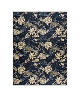 Tropical Rug ARLEN LEAVES4 color black vegetable style tropical 160x220 Hakano