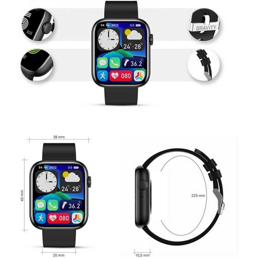 Smartwatch Gravity GT3-3, musta värv. – 2