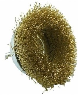 Tivoly Brass steel wire cup brush for drill, Ø75mm, corrugated 0.20mm, 1/4 HEX