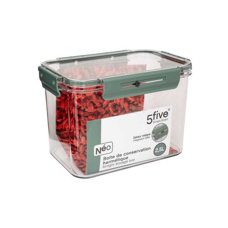 5five Simply Smart Hermetic PP NEO Food Container with Date Screen, 350 ml