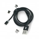Rebel magnetiline USB kaabel 3in1 microUSB USB C Lightning 1m Must Rebel magnetiline USB kaabel 3in1 microUSB USB C Lightning 1m Must