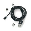 Rebel Magnetic USB Cable 3in1 microUSB USB C Lightning 1m Black Rebel Magnetic USB Cable 3in1 microUSB USB C Lightning 1m Black