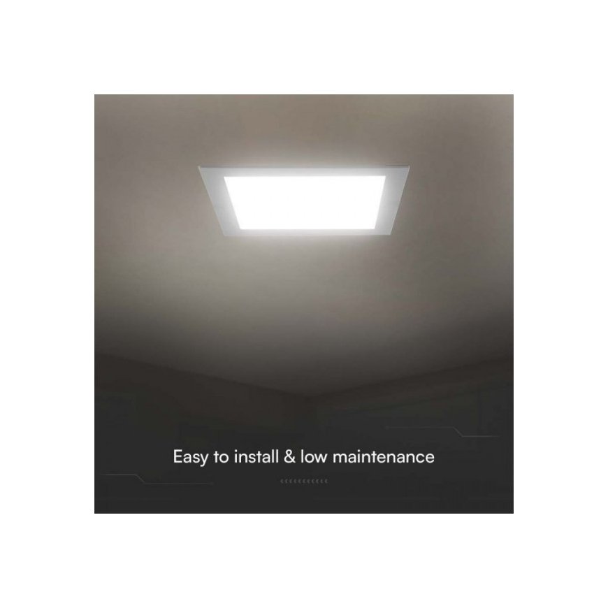 V-tac 18W LED recessed panel, square, white, 3000K – 2