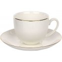 Bella Gold Line Cup 270 ml with Saucer 15 cm Cream Porcelain Bella Gold Line Cup 270 ml with Saucer 15 cm Cream Porcelain