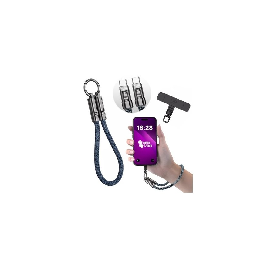 Spacetronik USB-C Laidas su PD 240W 120cm BW