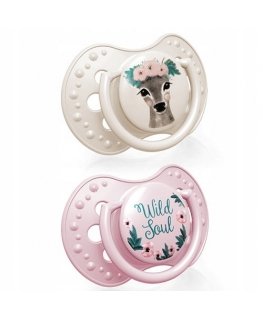LOVI silicone dynamic pacifiers WILD SOUL GIRL, 0-3 months, 2 pcs, 22/882girl.