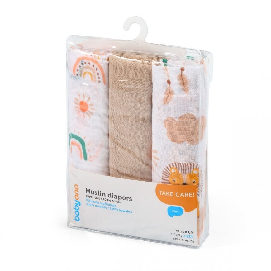 Baby Ono BabyOno cotton diapers 3 pcs, brown 348/08 – 2