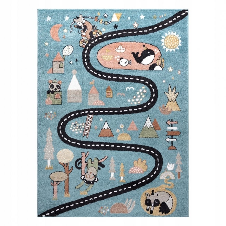 Синий килим BEO ROUTE цвет голубой 80x150 Hakano