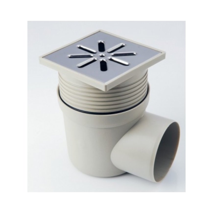 Adjustable height horizontal drain with stainless steel grille CAPRICORN, diameter 50