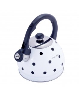 Nerūsējošā tērauda tējkanna ar svilpīti, 2,0 L (balta), 1070 WH,