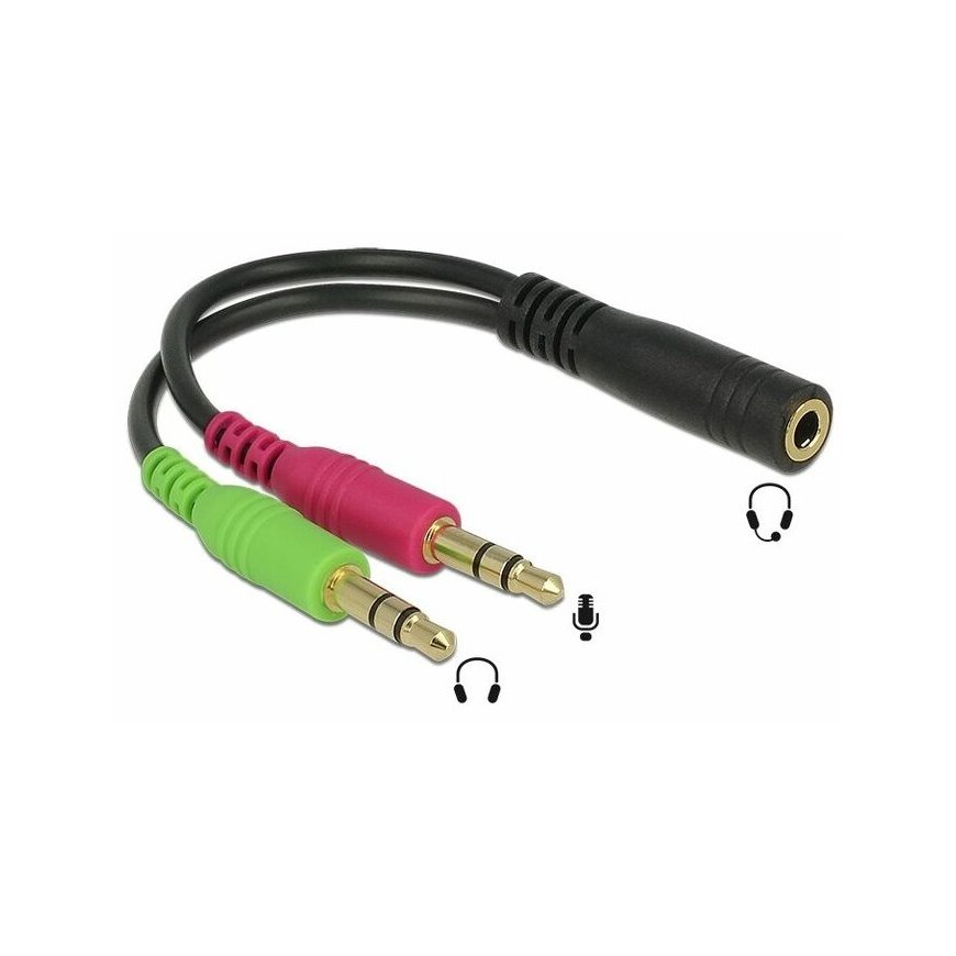 PremiumCord PREMIUMCORD 4-polu adapteris 3,5 mm jack austiņām un mikrofonam, 30 cm – 2
