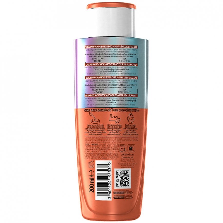 L'Oreal ELVIVE GROWTH BOOSTER hiustenlähtöä ehkäisevä shampoo 200 ml