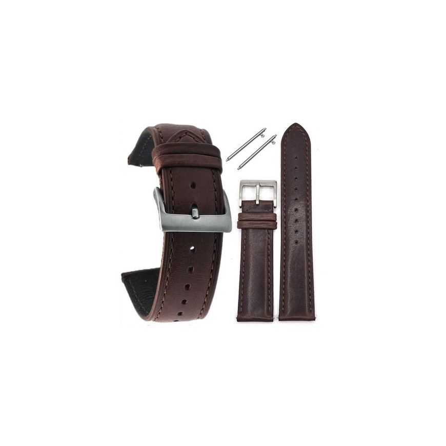 Pacific Leather Watch Strap W102L Dark Brown - 20mm