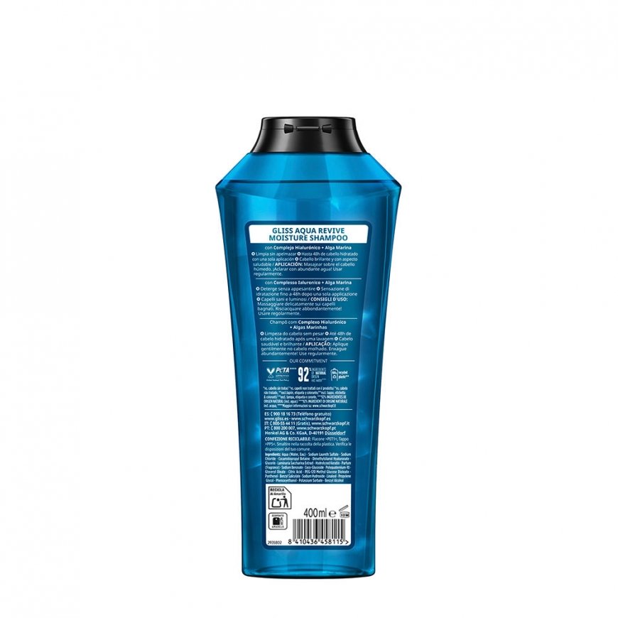 Schwarzkopf Gliss Aqua Revive Moisturizing Shampoo, 400 ml