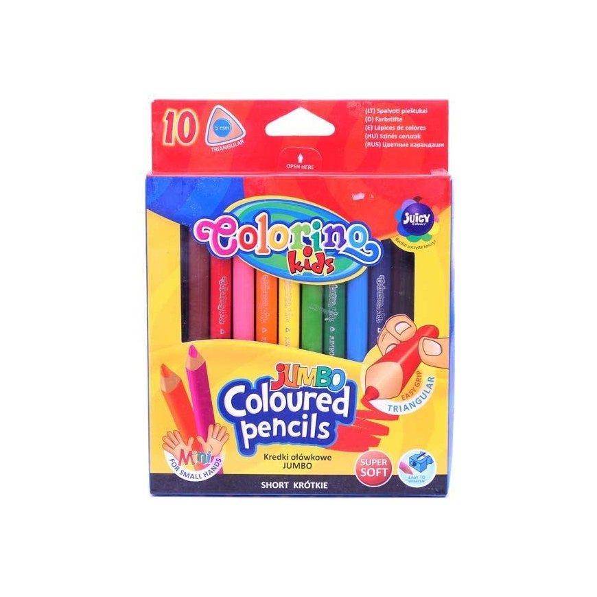 Colorful pencils, triangular, thick JUMBO COLORINO, 10 colors – 2