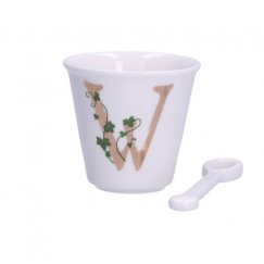 LA PORCELLANA BIANCA UNICO muki lusikalla 75 ml, kuvio W