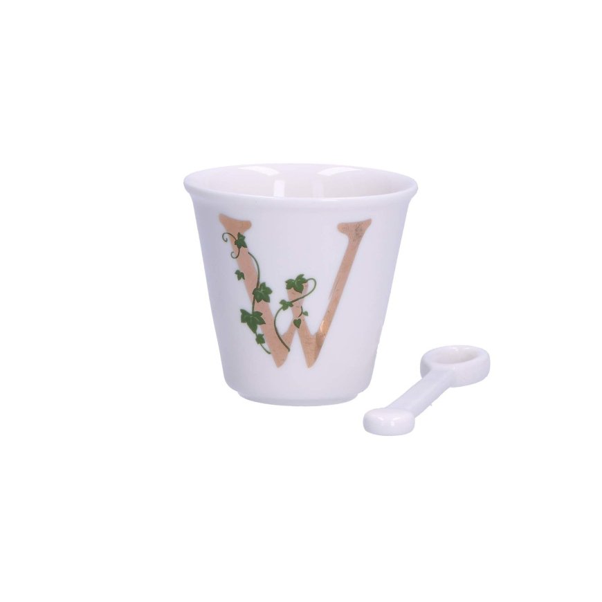 LA PORCELLANA BIANCA UNICO muki lusikalla 75 ml, kuvio W