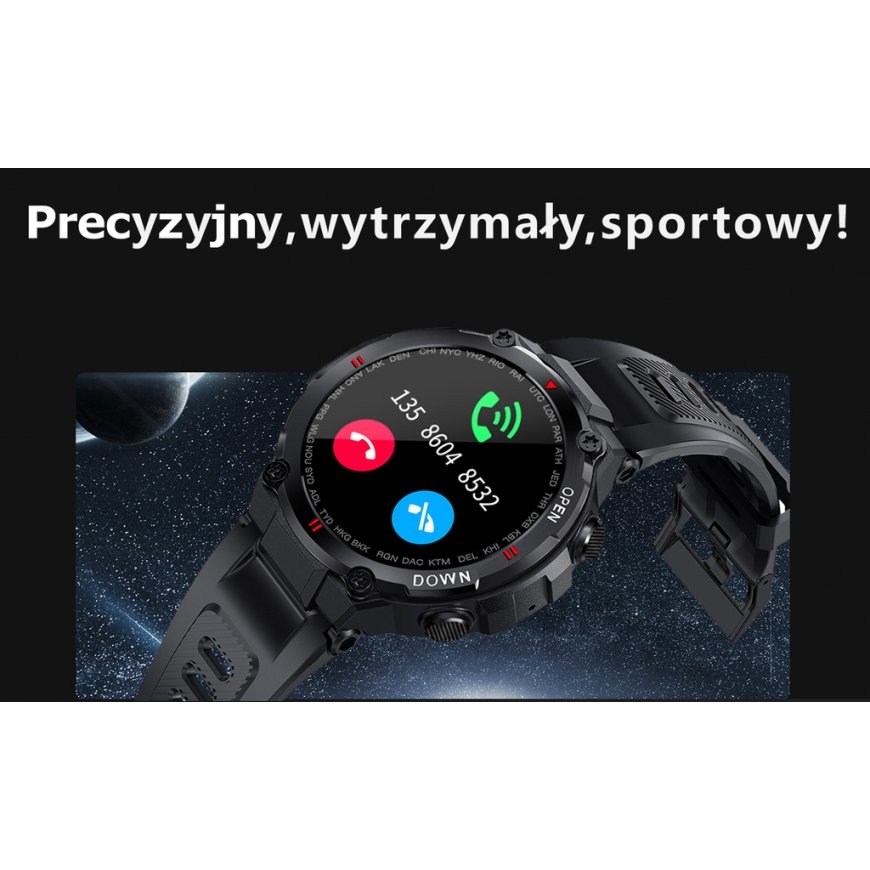 Smartwatch Gravity GT7-6, Black case with gray strap – 2
