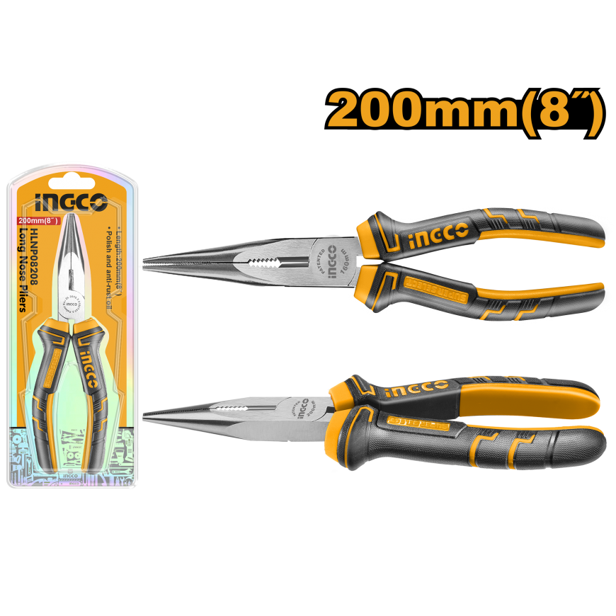 Ingco HLNP08208 Pitkät kärkipihdit, 8"/200mm, CrV