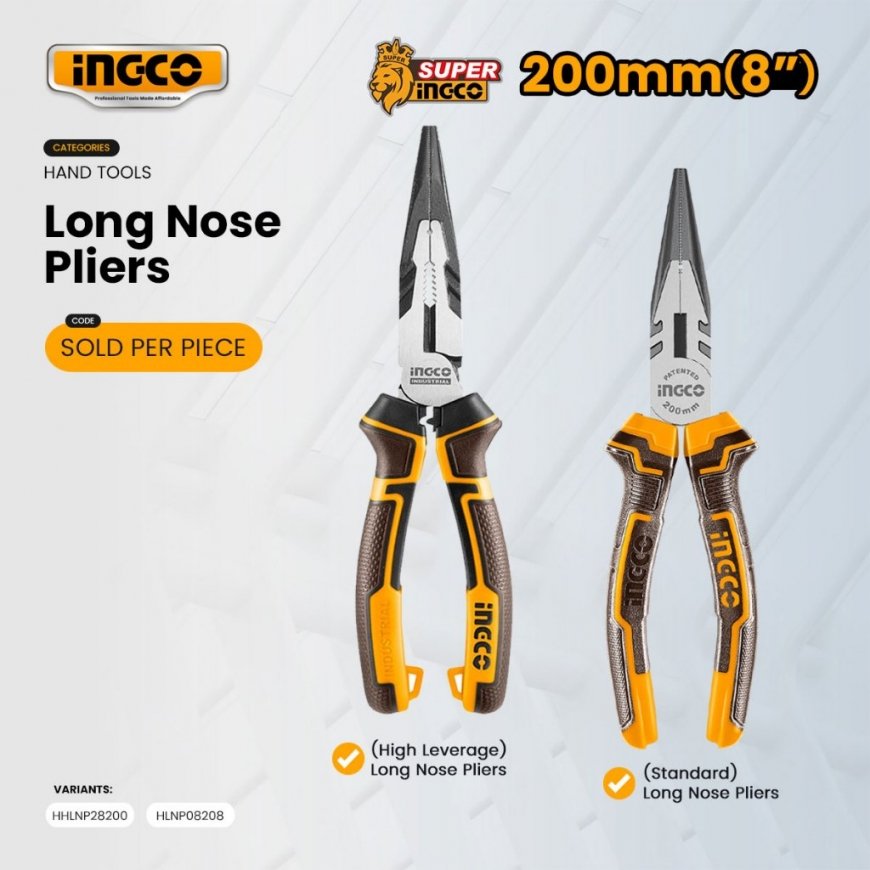 Ingco HLNP08208 Pitkät kärkipihdit, 8"/200mm, CrV – 2