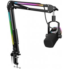 FIFINE AmpliGame AM8 PROT laidinis mikrofonas su stovu ir RGB apšvietimu USB/XLR