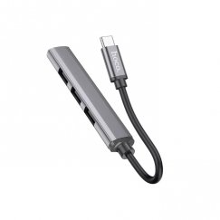 USB šakotuvas Hoco HB26 4-in-1 adapteris USB-A į 1xUSB3.0 + 3xUSB2.0 pilkas