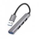 USB šakotuvas Hoco HB26 4-in-1 adapteris USB-A į 1xUSB3.0 + 3xUSB2.0 pilkas USB šakotuvas Hoco HB26 4-in-1 adapteris USB-A į 1xUSB3.0 + 3xUSB2.0 pilkas