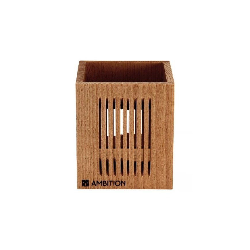 Wooden Kitchen Organizer Natural 1 Section 10 x 10 x 12 cm AMBITION