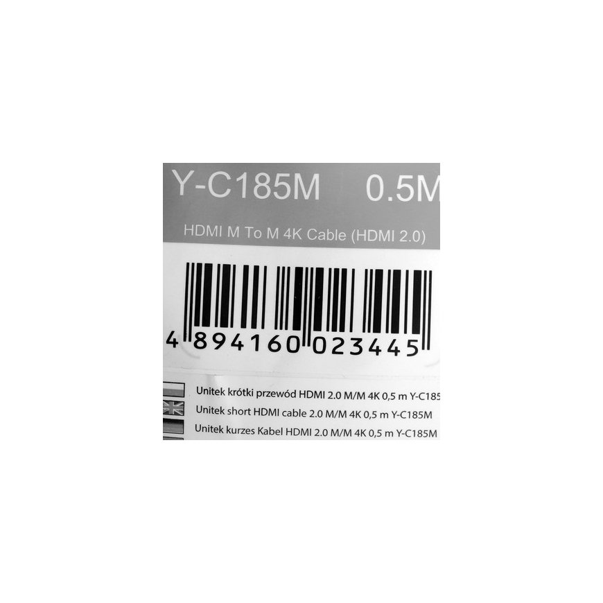 UNITEK HDMI 2.0 -kaapeli, M/M, 4K@60HZ, 0,5M, Y-C185M – 2